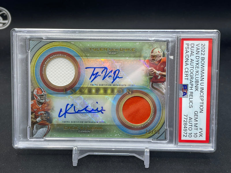 2022 TOPPS BOWMAN UNIVERSITY INCEPTION - T. VAN DYKE / C. KLUBNIK - #DADR-VK - #'D/99 - DUAL RELIC AUTOGRAPH - PSA 10 10