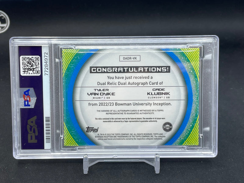 2022 TOPPS BOWMAN UNIVERSITY INCEPTION - T. VAN DYKE / C. KLUBNIK - #DADR-VK - #'D/99 - DUAL RELIC AUTOGRAPH - PSA 10 10