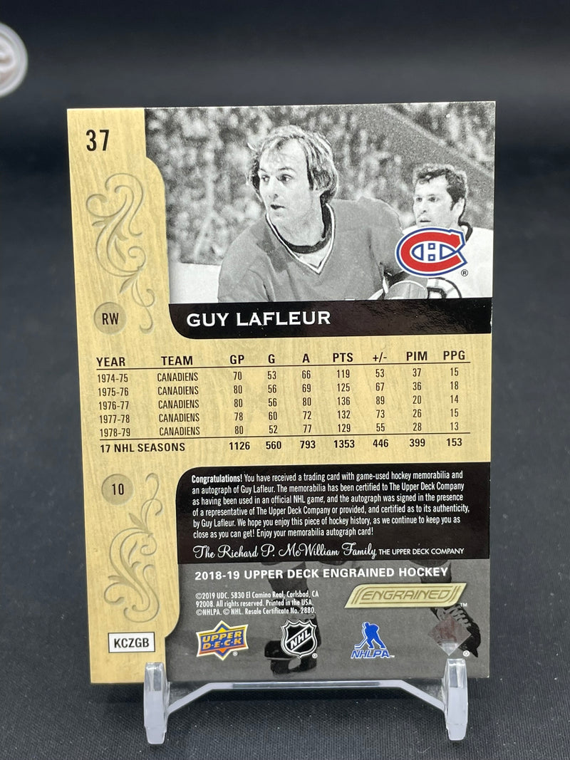 2018 UPPER DECK ENGRAINED - G. LAFLEUR - #37 - #'D/10 - RELIC - AUTOGRAPH
