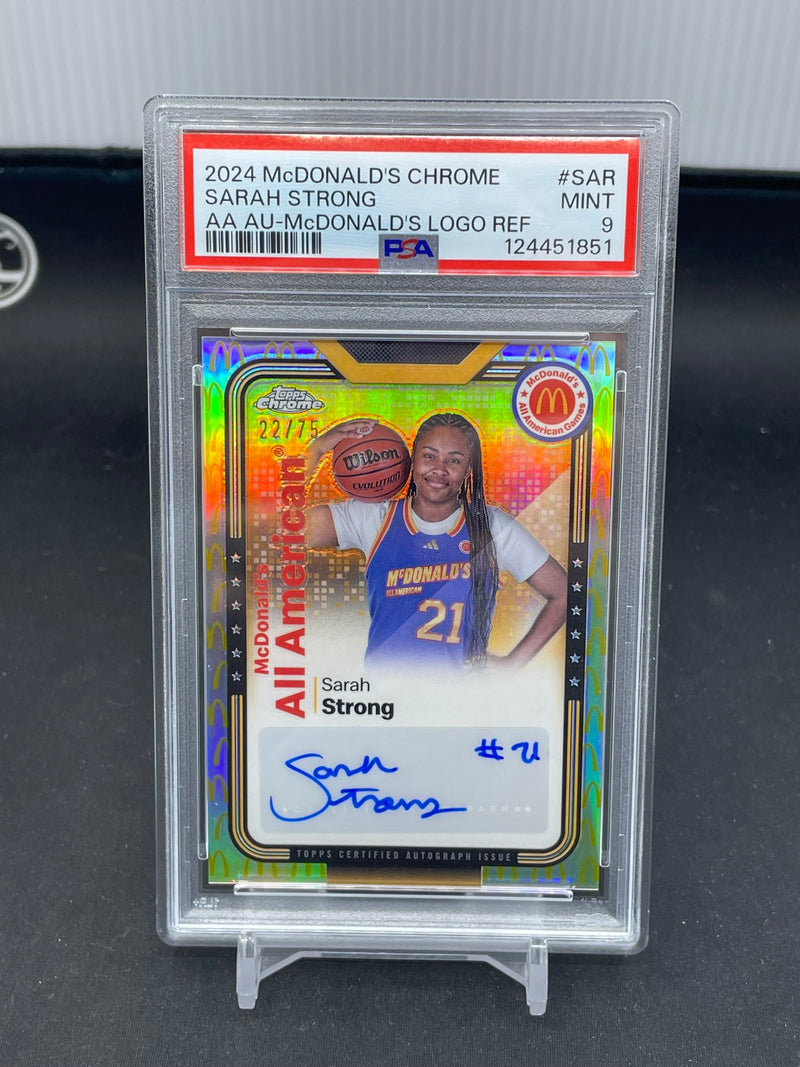 2024 TOPPS MCDONALD'S CHROME - LOGO REFRACTOR - S. STRONG - #SAR - #'D/75 - AUTOGRAPH - PSA 9