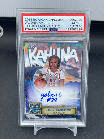 2024 TOPPS BOWMAN CHROME UNIVERSITY - THE BIG KAHUNA - J. CAMBRIDGE - #BKAJC - AUTOGRAPH - PSA 9 & 10