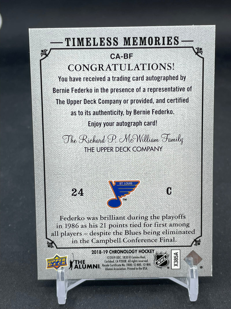 2018 UPPER DECK CHRONOLOGY - TIMELESS MEMORIES - B. FEDERKO -