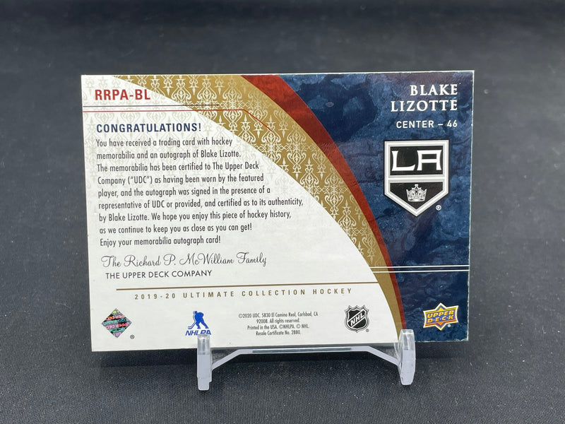 2019 UPPER DECK ULTIMATE - ROOKIES - B. LIZOTTE - #RRPA-BL - #'D/49 - RELIC - AUTOGRAPH - RC