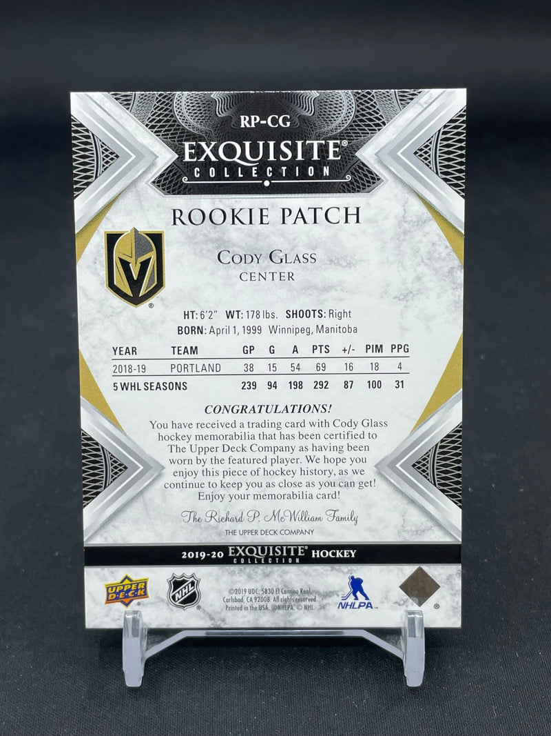 2019 UPPER DECK EXQUISITE COLLECTION - ROOKIE PATCH - C. GLASS - #RP-CG - #'D/99 - RELIC - RC