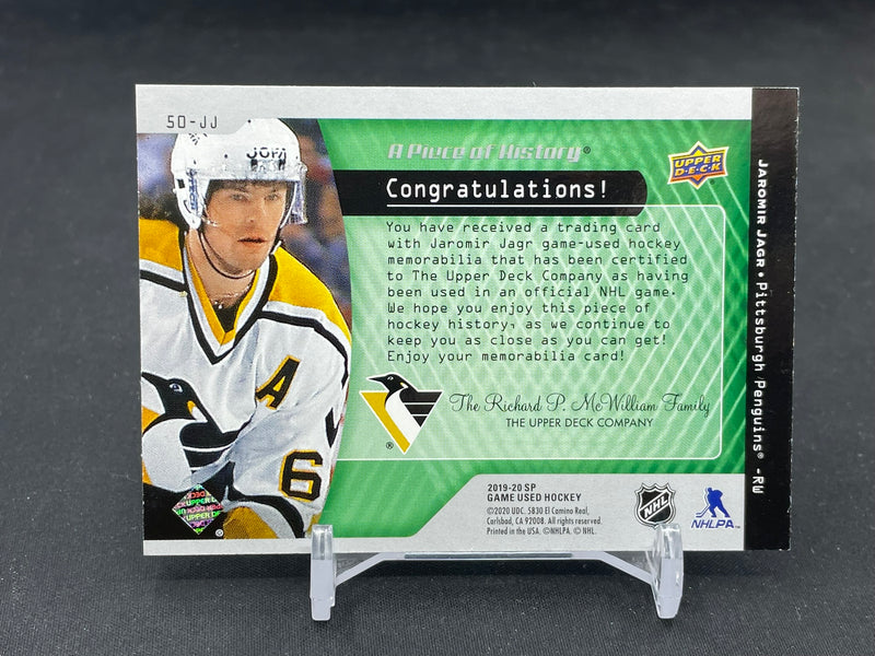 2019 UPPER DECK SP GAME USED - A PIECE OF HISTORY - J. JAGR - #50-JJ - #'D/99 - RELIC