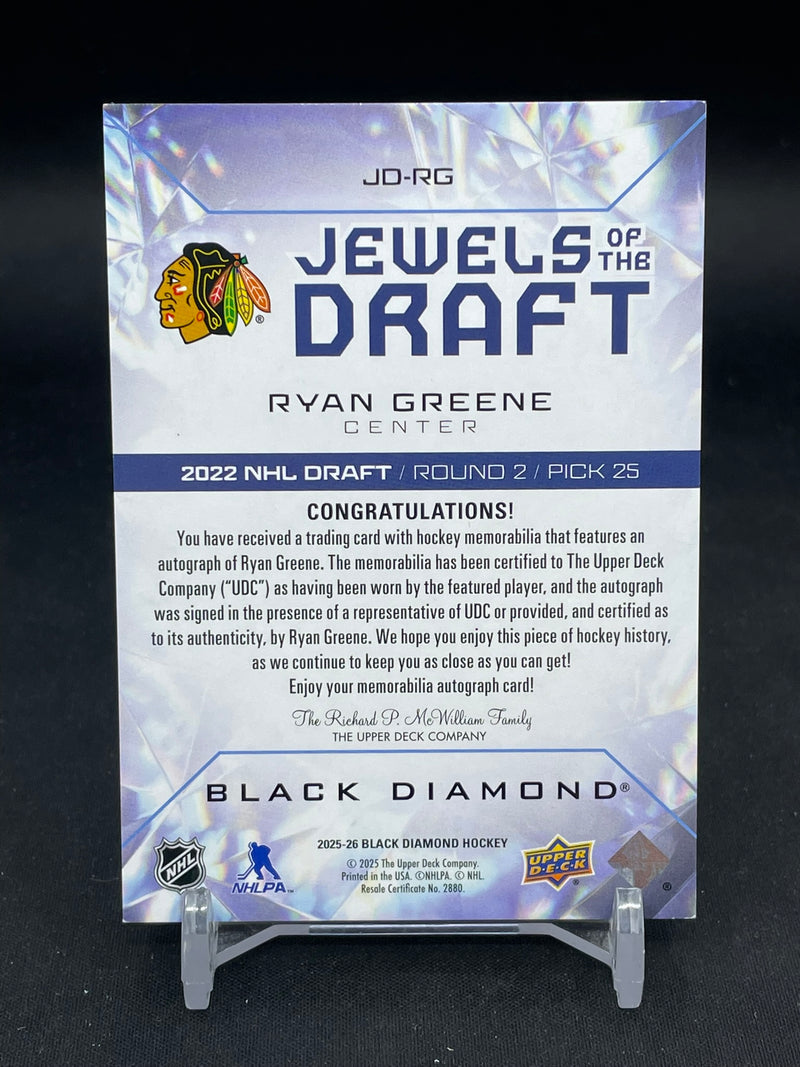 2025 UPPER DECK BLACK DIAMOND - JEWELS OF THE DRAFT - R. GREENE - #JD-RG - #'D/99 - RELIC - AUTOGRAPH