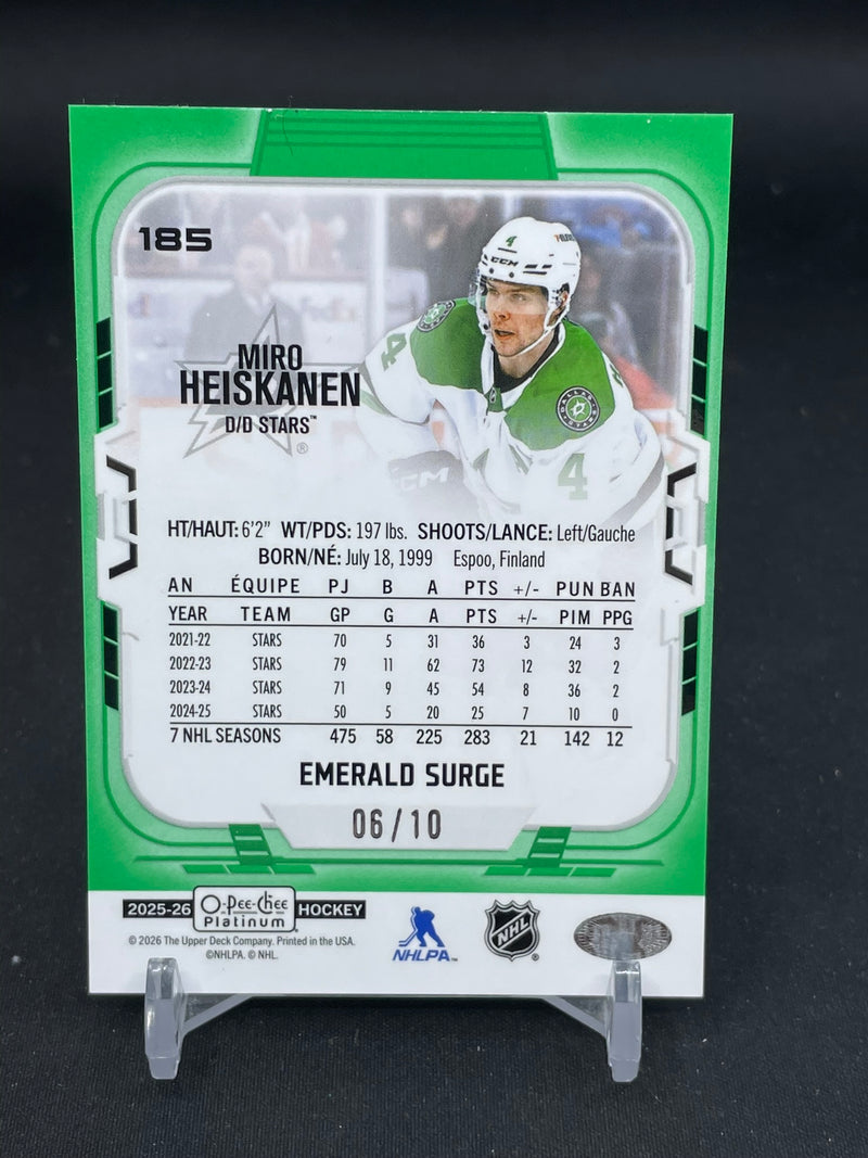2025 UPPER DECK O-PEE-CHEE PLATINUM - EMERALD SURGE - M. HEISKANEN - #185 - #'D/10