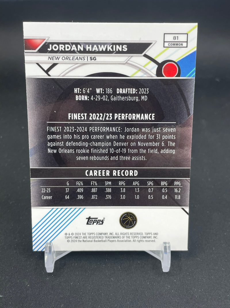 2023 TOPPS FINEST - BLUE - J. HAWKINS - #81 - #'D/150 - RC
