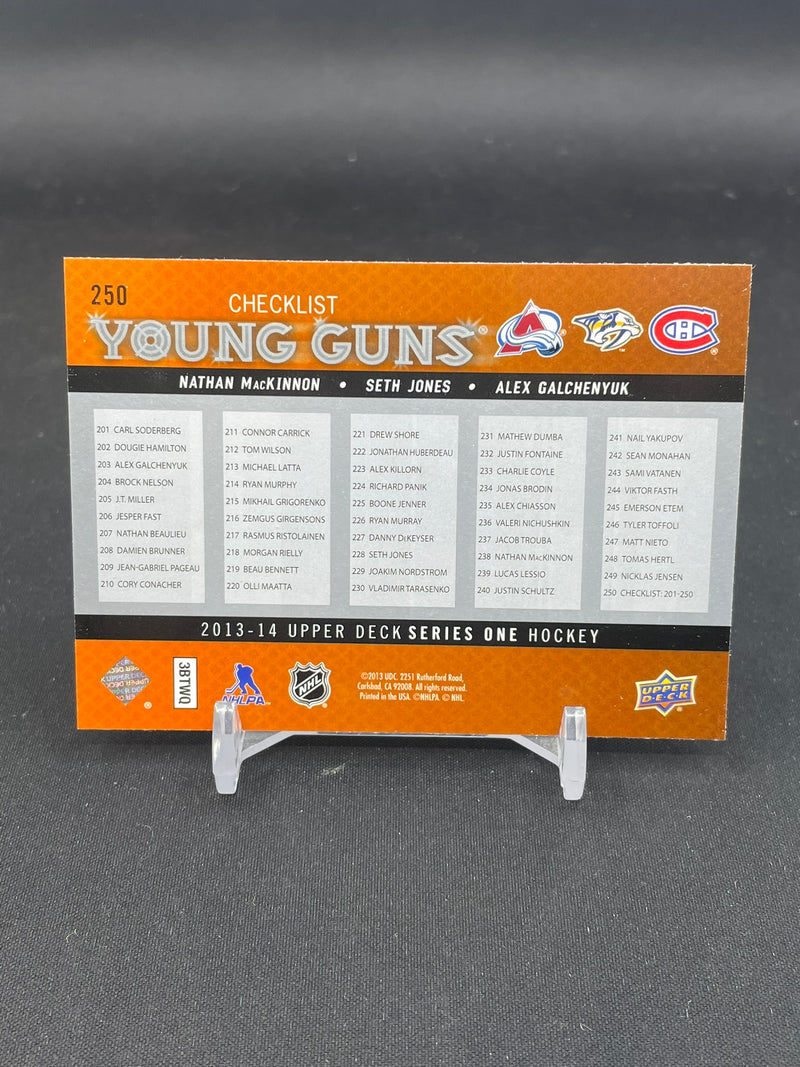 2013 UPPER DECK SERIES ONE - YOUNG GUNS CHECKLIST - N. MACKINNON / S. JONES / A. GALCHENYUK -