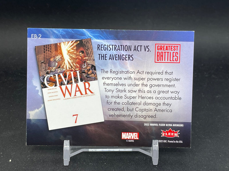 2022 UPPER DECK FLEER ULTRA MARVEL - GREEN FOIL - GREATEST BATTLES - REGISTRATION ACT VS. THE AVENGERS -