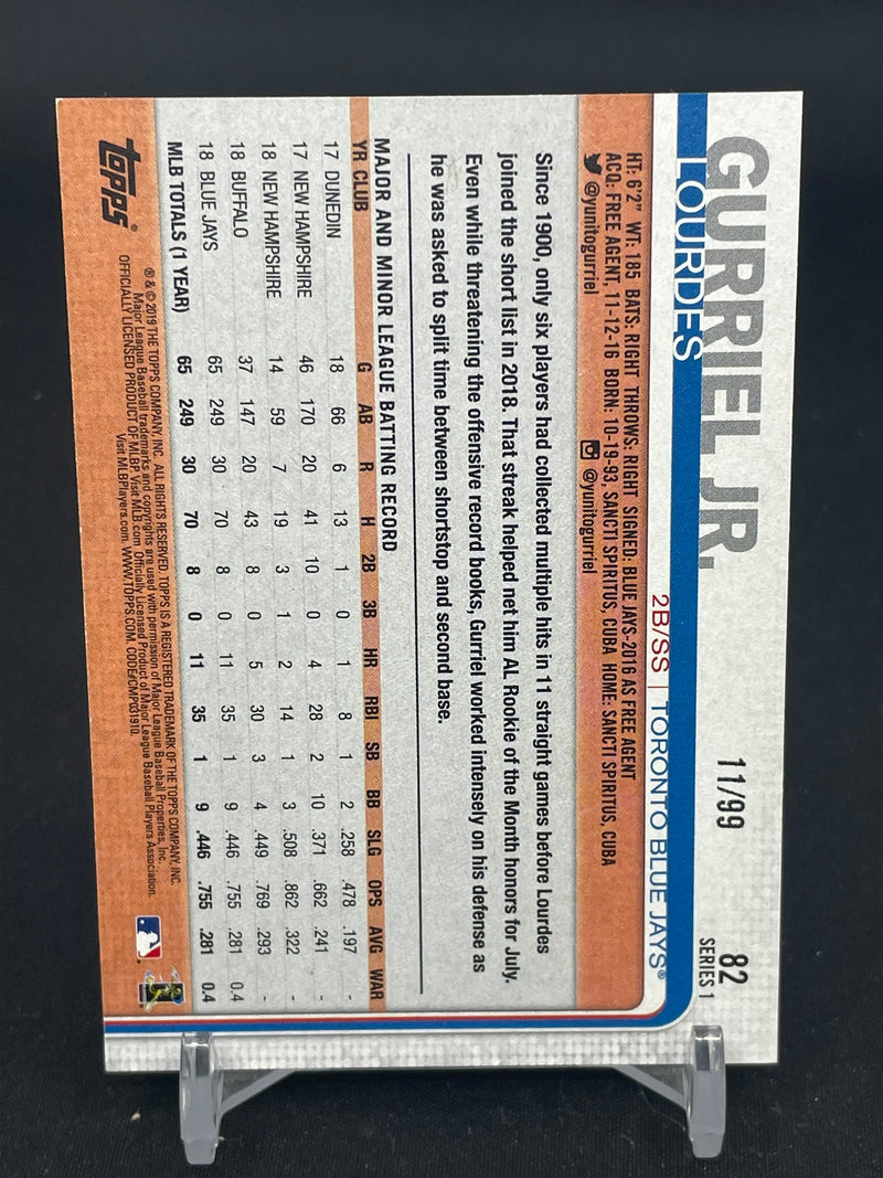 2019 TOPPS SERIES ONE - VINTAGE STOCK FUTURE STARS - L. GURRIEL JR. - #82 - #'D/99