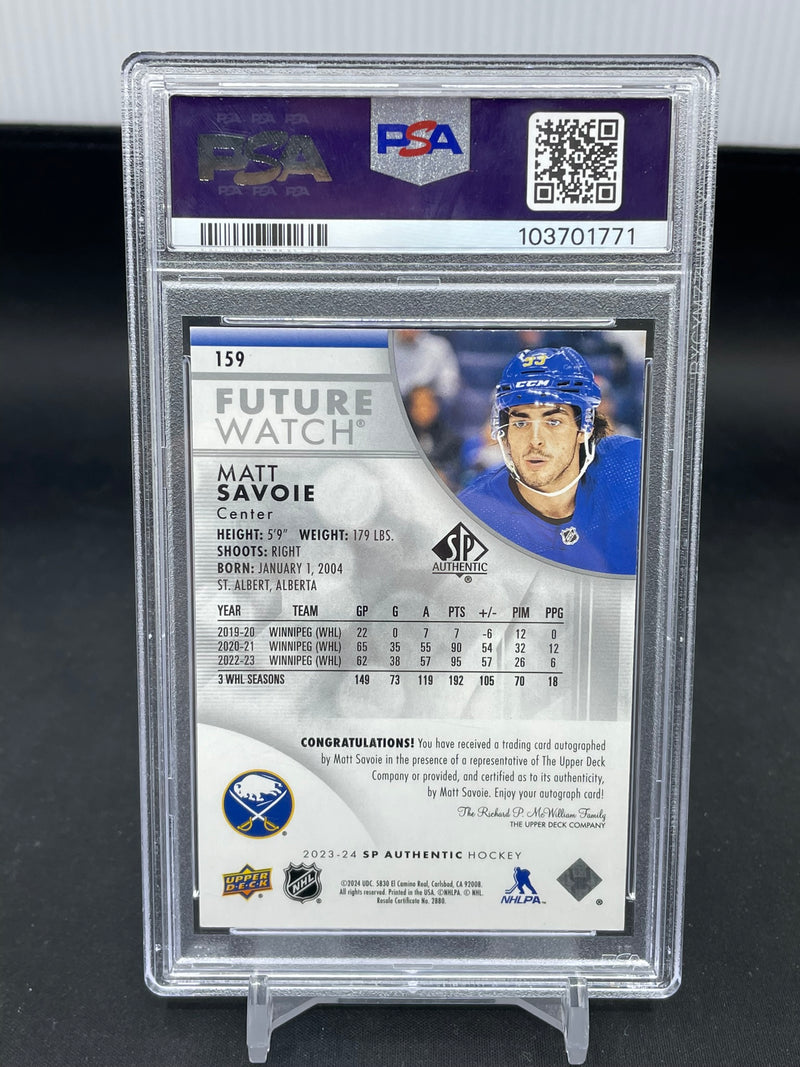 2023 UPPER DECK SP AUTHENTIC - FUTURE WATCH AUTO - M. SAVOIE - #159 - #'D/999 - AUTOGRAPH - PSA 10 - RC