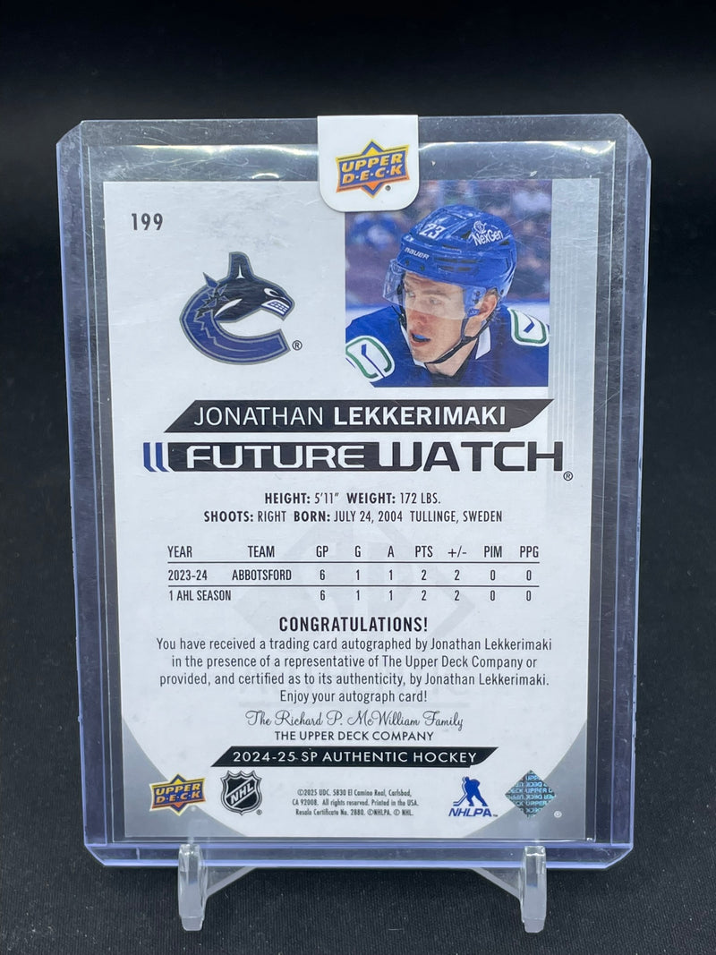 2024 UPPER DECK SP AUTHENTIC - FUTURE WATCH AUTO - J. LEKKERIMAKI - #199 - #'D/999 - AUTOGRAPH - RC
