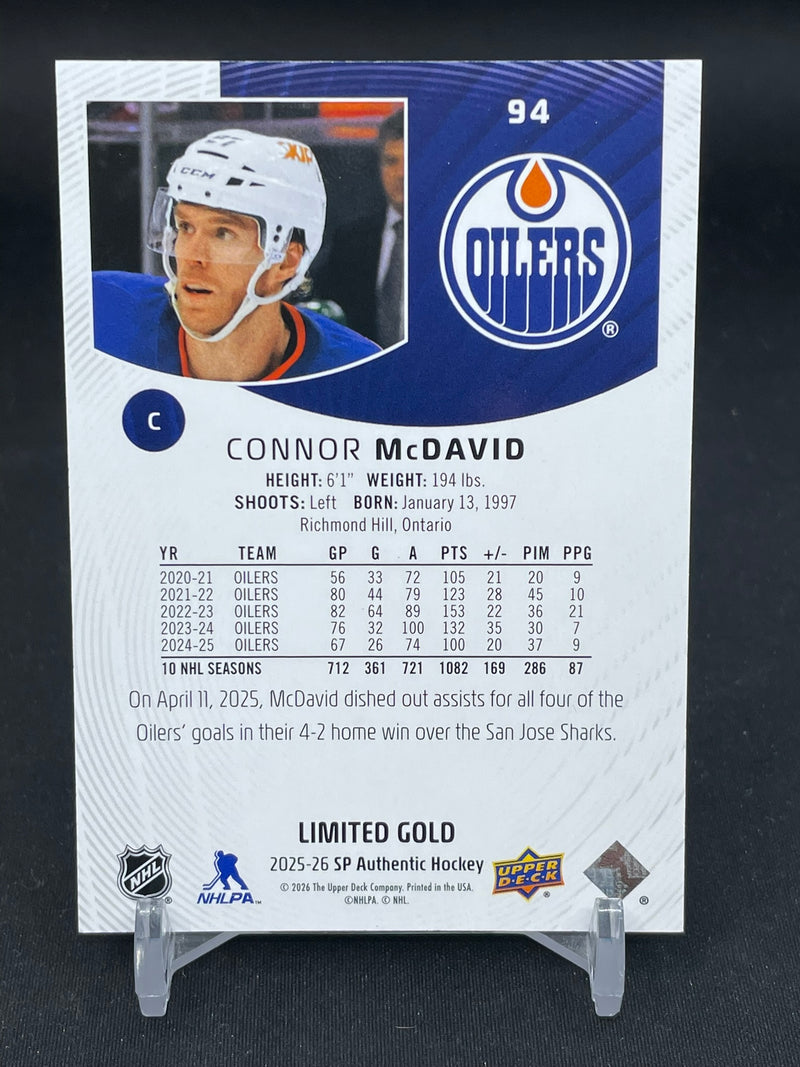 2025 UPPER DECK SP AUTHENTIC - LIMITED GOLD - C. MCDAVID - #94 - #'D/99