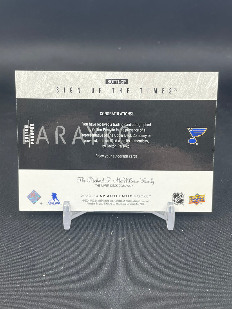 2023 UPPER DECK SP AUTHENTIC - SIGN OF THE TIMES - C. PARAYKO -
