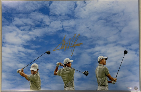 UPPER DECK GOLF COLIN MORIKAWA AUTOGRAPHED "MORIKAWA IN MOTION" PRINT 24X16 W/ COA