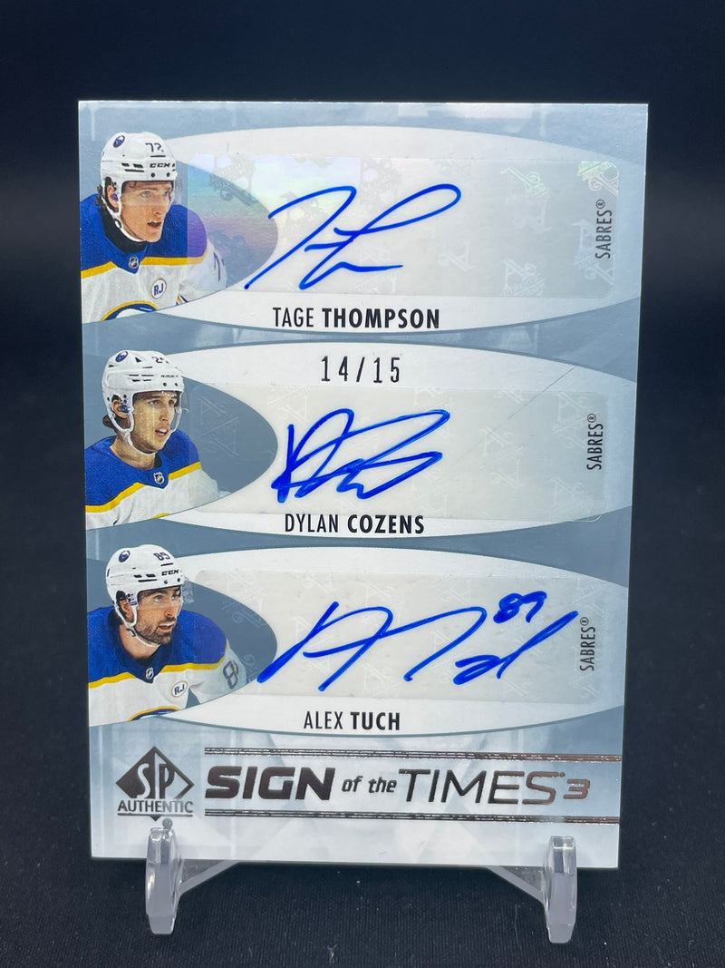 2023 UPPER DECK SP AUTHENTIC - SIGN OF THE TIMES 3 - T. THOMPSON / D. COZENS / A. TUCH - #SOTT3-BUF - #'D/15 - TRIPLE AUTOGRAPH