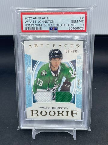 2022 UPPER DECK ARTIFACTS - GOLD - ROOKIE MATERIAL - W. JOHNSTON - #V - #'D/399 - DUAL RELIC - PSA 10 - RC