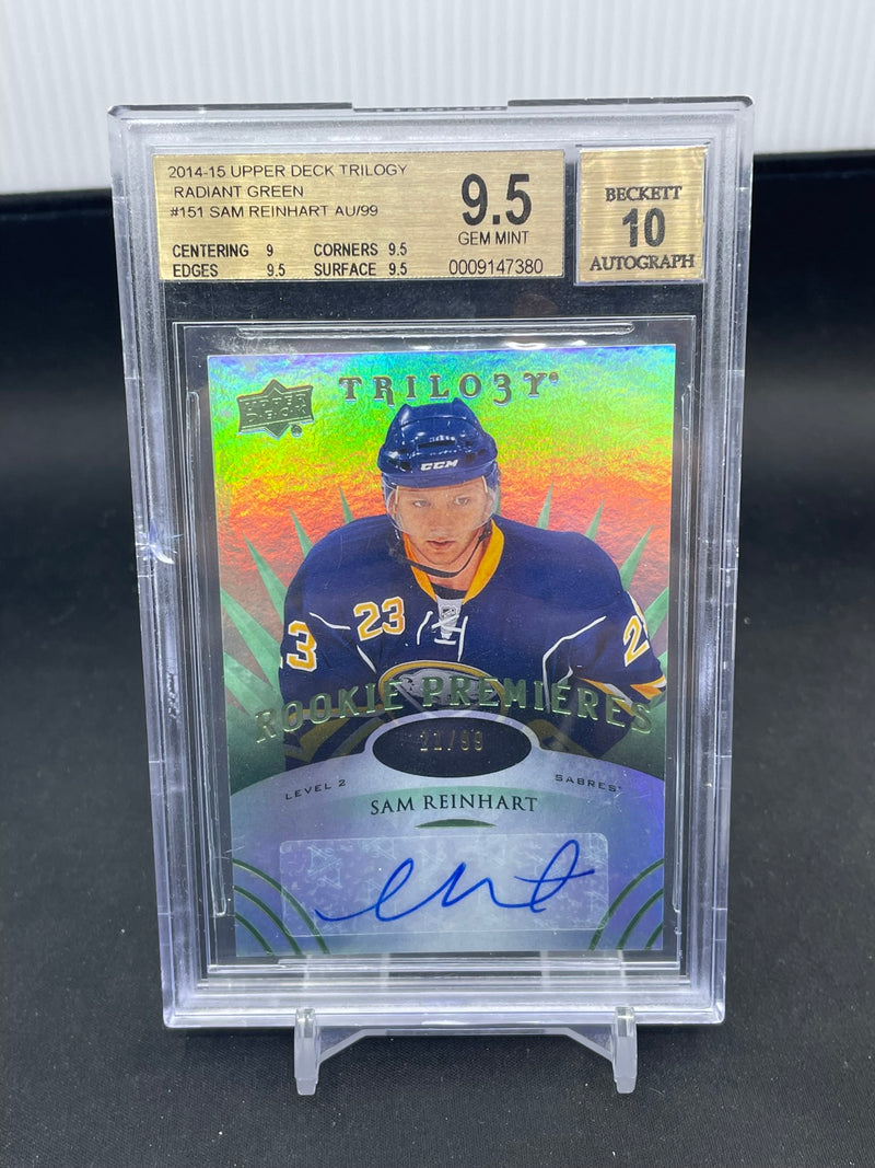 2014 UPPER DECK TRILOGY - RADIANT GREEN - ROOKIE PREMIERES - S. REINHART - #151 - #'D/99 - AUTOGRAPH - BGS 9.5 - RC