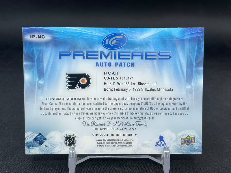2022 UPPER DECK ICE - PREMIERES AUTO PATCH - N. CATES - #IP-NC - #'D/10 - RELIC - AUTOGRAPH