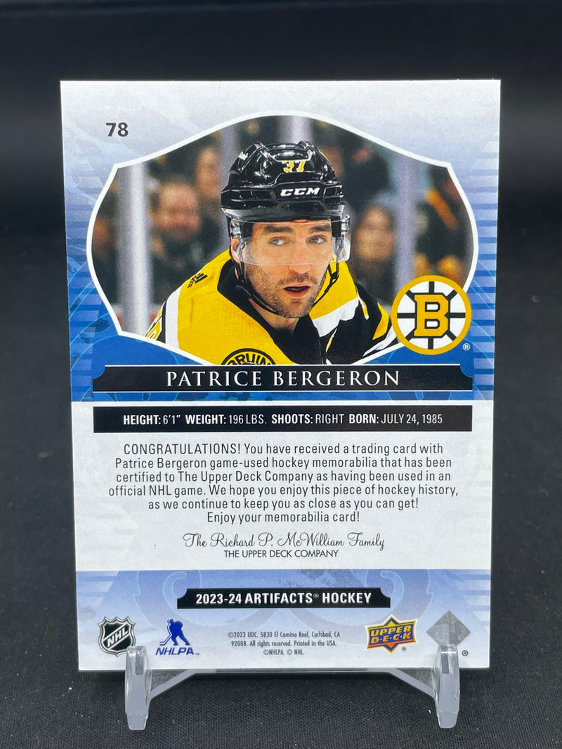 2023 UPPER DECK ARTIFACTS - P. BERGERON - #78 - #'D/249 - DUAL RELIC