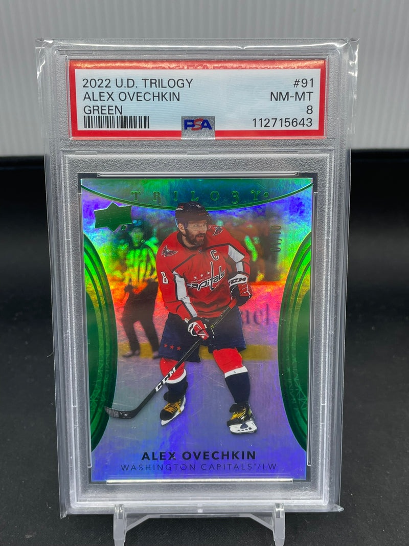 2022 UPPER DECK TRILOGY - GREEN - A. OVECHKIN - #91 - #'D/10 - PSA 8
