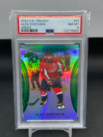 2022 UPPER DECK TRILOGY - GREEN - A. OVECHKIN - #91 - #'D/10 - PSA 8