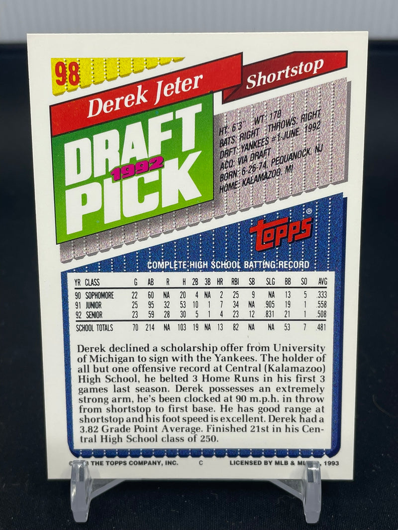 1993 TOPPS - 1992 DRAFT PICK - D. JETER -