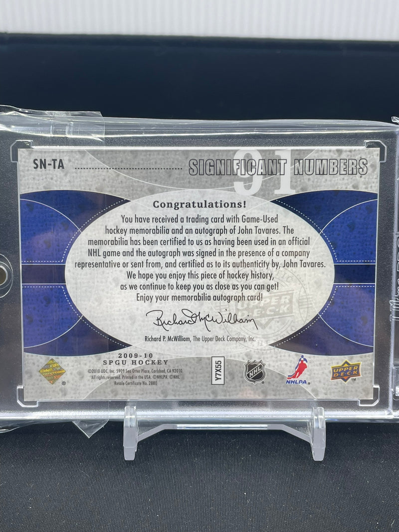 2009 UPPER DECK SP GAME USED - SIGNIFICANT NUMBERS - J. TAVARES - #SN-TA - #'D/91 - RELIC - AUTOGRAPH