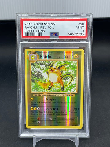 POKEMON - EVOLUTIONS - RAICHU - REVERSE HOLO - #36 - PSA 9