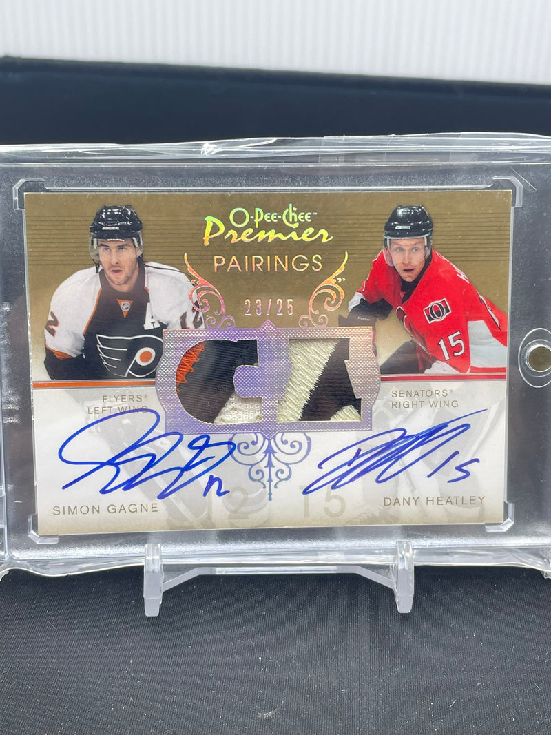 2007 UPPER DECK O-PEE-CHEE PREMIER - GOLD - PREMIER PAIRINGS - S. GAGNE / D. HEATLEY - #PC-GH - #'D/25 - DUAL RELIC - DUAL AUTOGRAPH