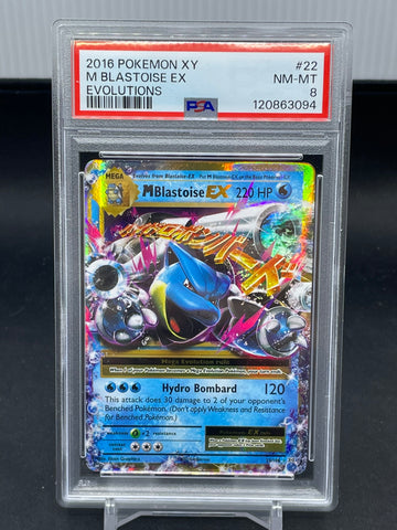 POKEMON - EVOLUTIONS - M BLASTOISE EX - HOLO - #22 - PSA 8