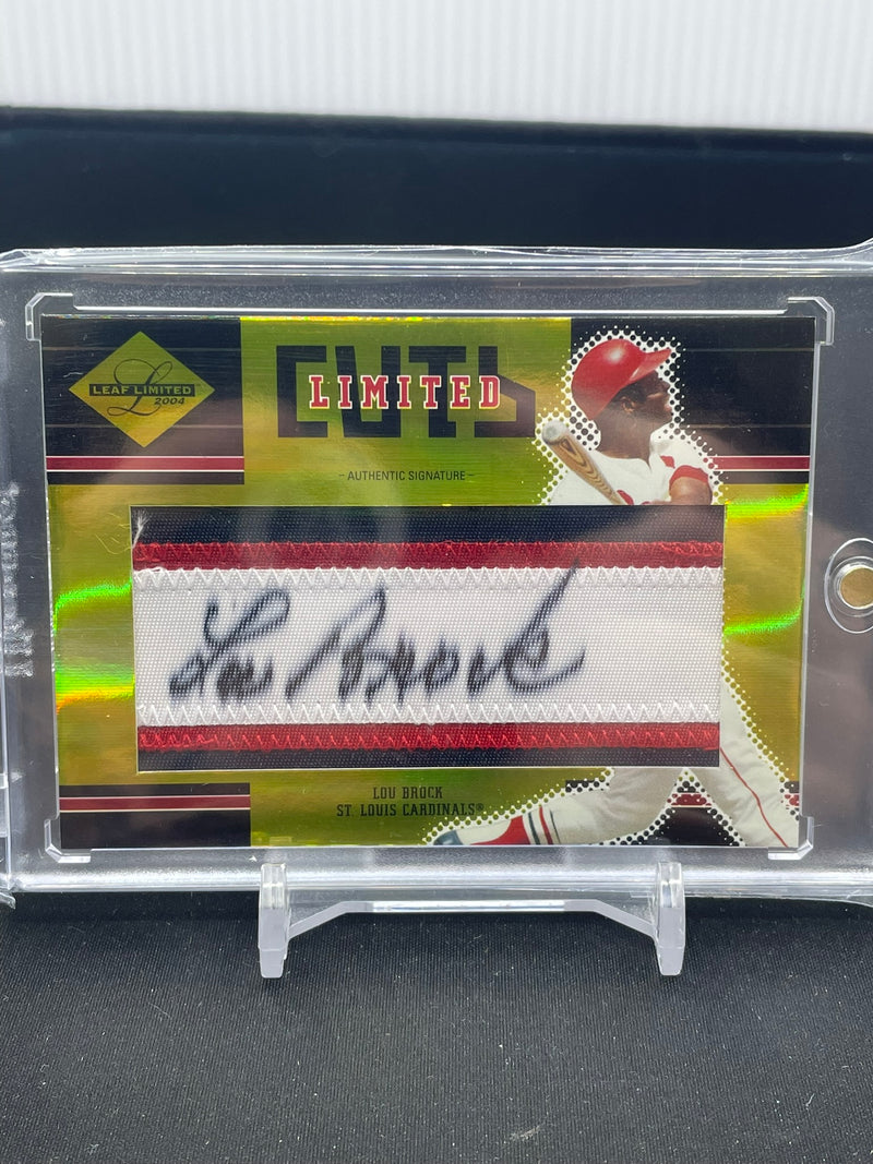 2004 PANINI DONRUSS LEAF LIMITED - GOLD - LIMITED CUTS - L. BROCK - #LC-13 - #'D/20 - RELIC - AUTOGRAPH