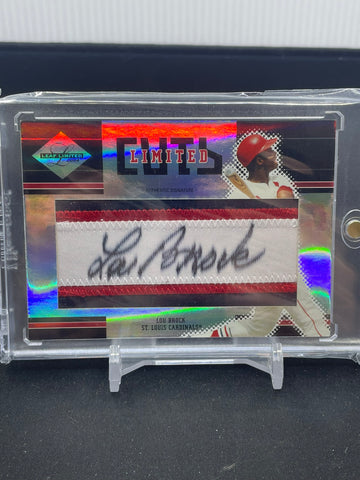 2004 PANINI DONRUSS LEAF LIMITED - LIMITED CUTS - L. BROCK - #LC-13 - #'D/100 - RELIC - AUTOGRAPH (Copy)