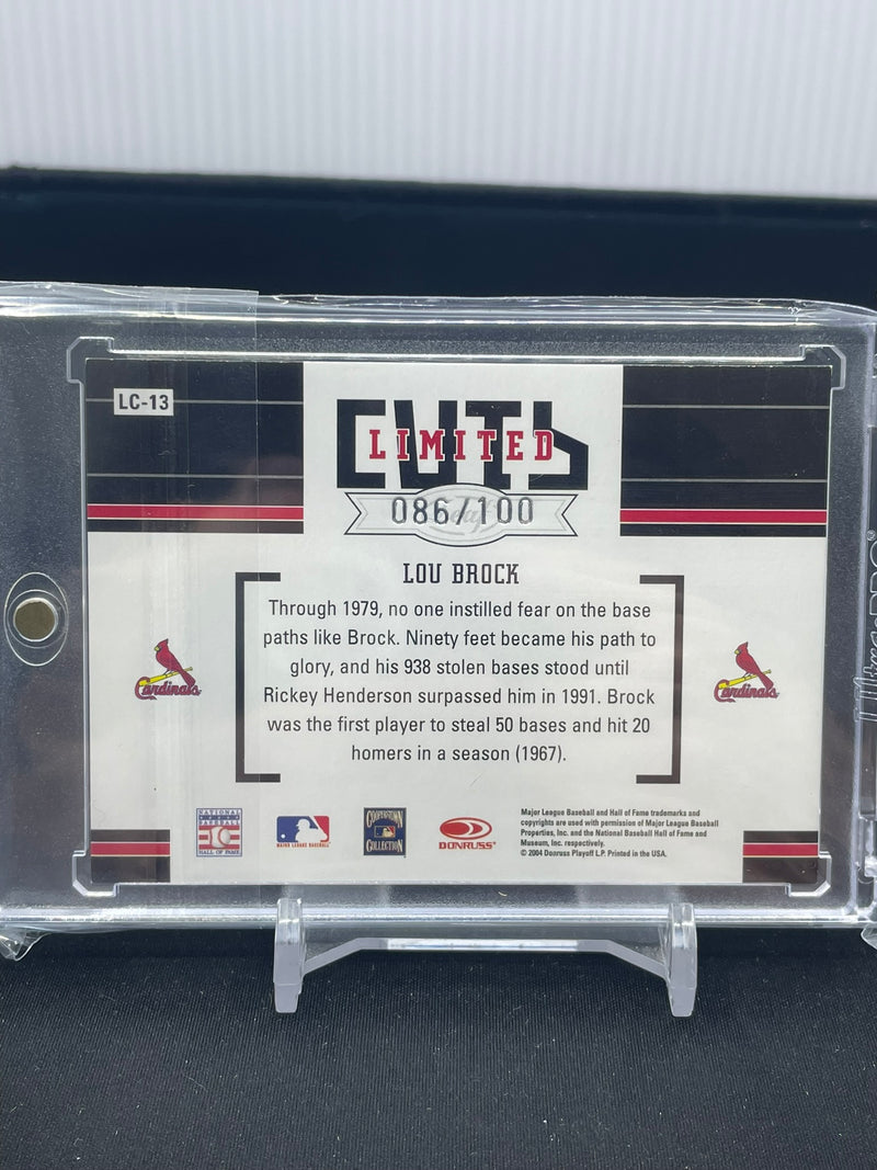 2004 PANINI DONRUSS LEAF LIMITED - LIMITED CUTS - L. BROCK - #LC-13 - #'D/100 - RELIC - AUTOGRAPH (Copy)