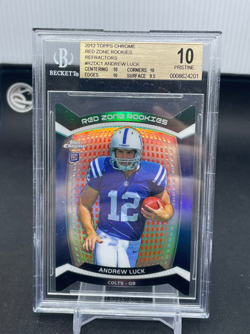 2012 TOPPS CHROME - REFRACTOR - RED ZONE ROOKIES - A. LUCK - #RZDC1 - BGS 10 - RC