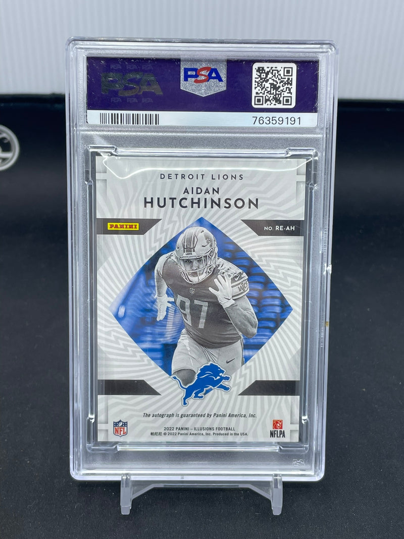 2022 PANINI ILLUSIONS - GREEN - ROOKIE ENDORSEMENTS - A. HUTCHINSON - #RE-AH - #'D/50 - AUTOGRAPH - PSA 8 - RC