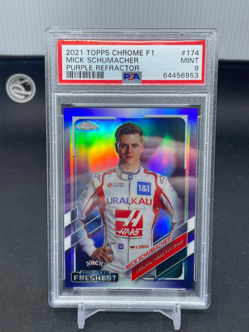 2021 TOPPS CHROME F1 - PURPLE REFRACTOR - M. SCHUMACHER - #174 - #'D/399 - PSA 9 - RC