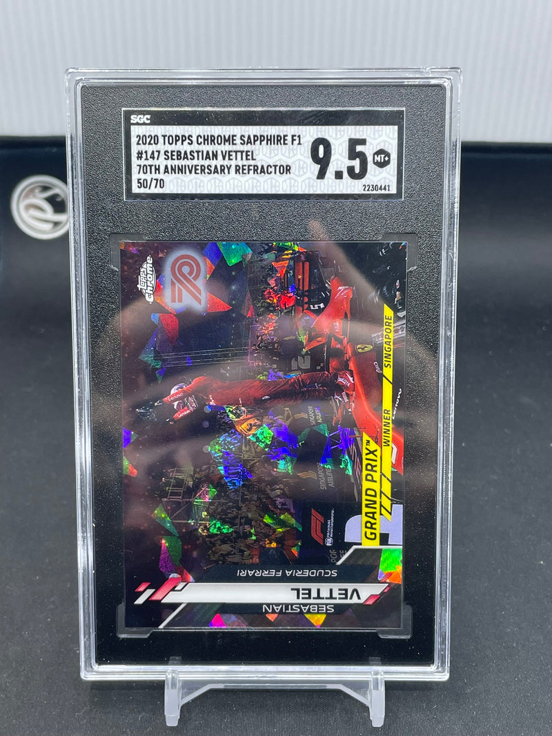 2020 TOPPS CHROME SAPPHIRE F1 - 70TH ANNIVERSARY REFRACTOR - S. VETTEL - #147 - #'D/70 - SGC 9.5