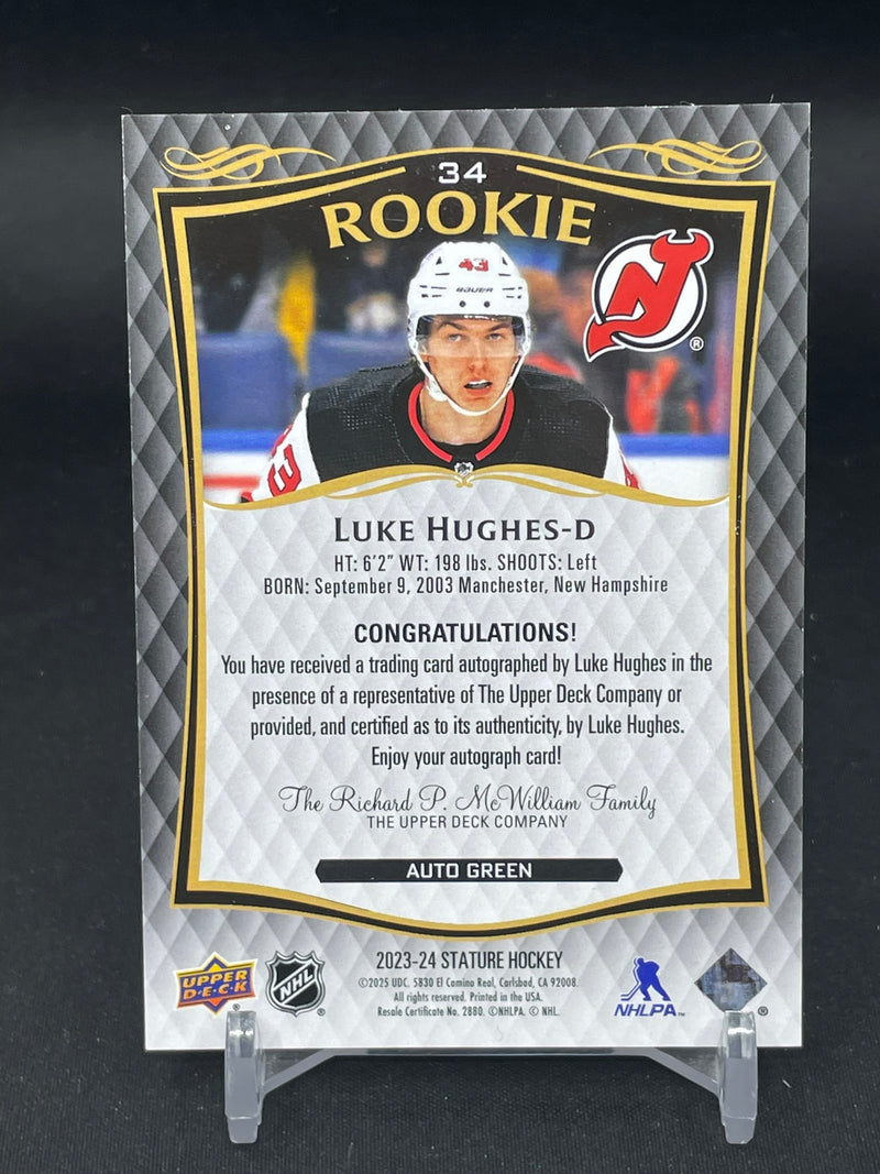 2023 UPPER DECK STATURE - AUTO GREEN - ROOKIE - L. HUGHES - #34 - #'D/199 - AUTOGRAPH - RC