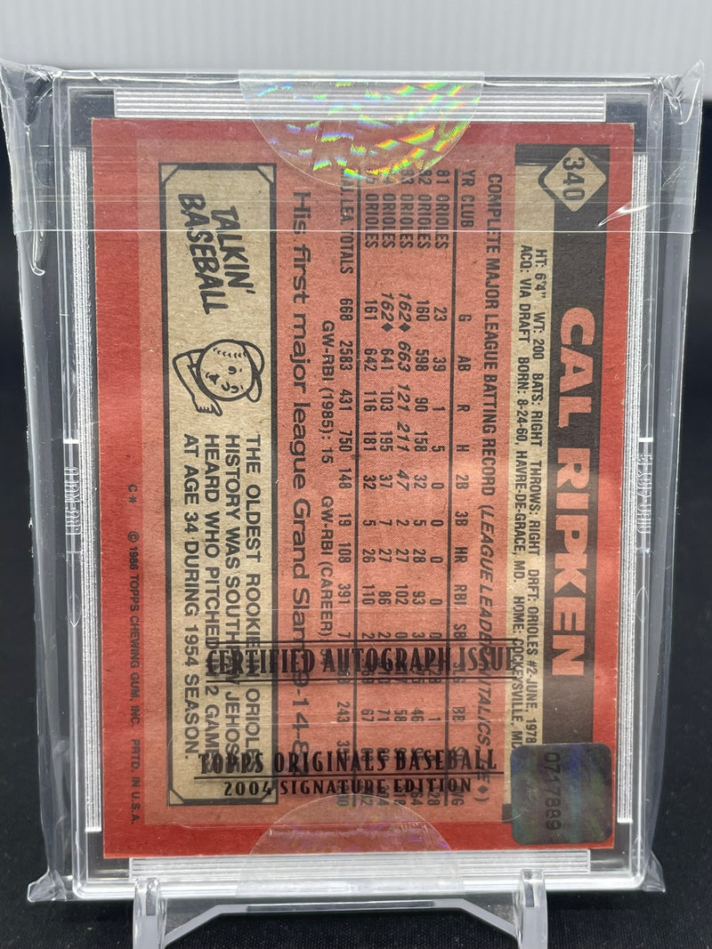 2004 TOPPS ORIGINALS - 1986 TOPPS BUYBACK - C. RIPKEN - #304 - #'D/74 - AUTOGRAPH