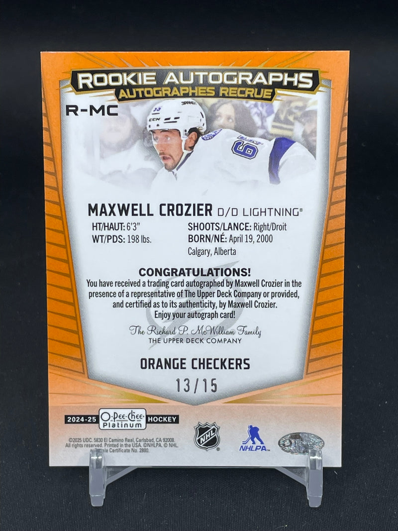 2024 UPPER DECK O-PEE-CHEE PLATINUM - ORANGE CHECKERS - ROOKIE AUTOGRAPHS - M. CROZIER - #R-MC - #'D/15 - AUTOGRAPH - RC