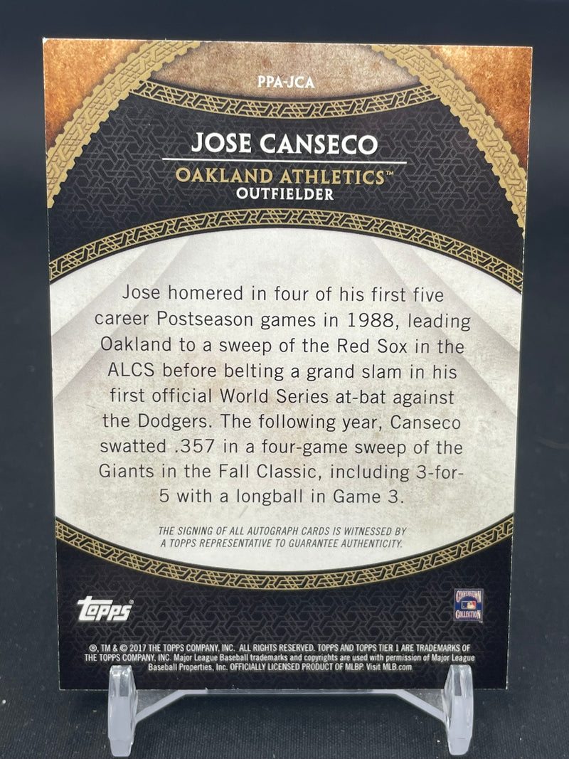 2017 TOPPS TIER ONE - J. CANSECO - #PPA-JCA - #'D/300 - AUTOGRAPH