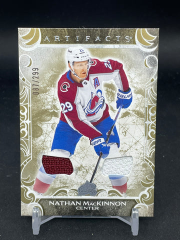 2024 UPPER DECK ARTIFACTS - GOLD MATERIALS - N. MACKINNON - #13 - #'D/299 - DUAL RELIC