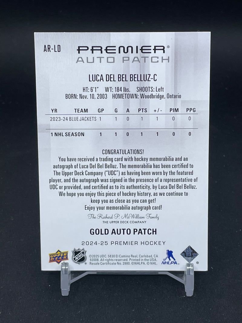 2024 UPPER DECK PREMIER - GOLD - ROOKIE AUTO PATCH - L. DEL BEL BELLUZ - #AR-LD - #'D/65 - RELIC - AUTOGRAPH - RC