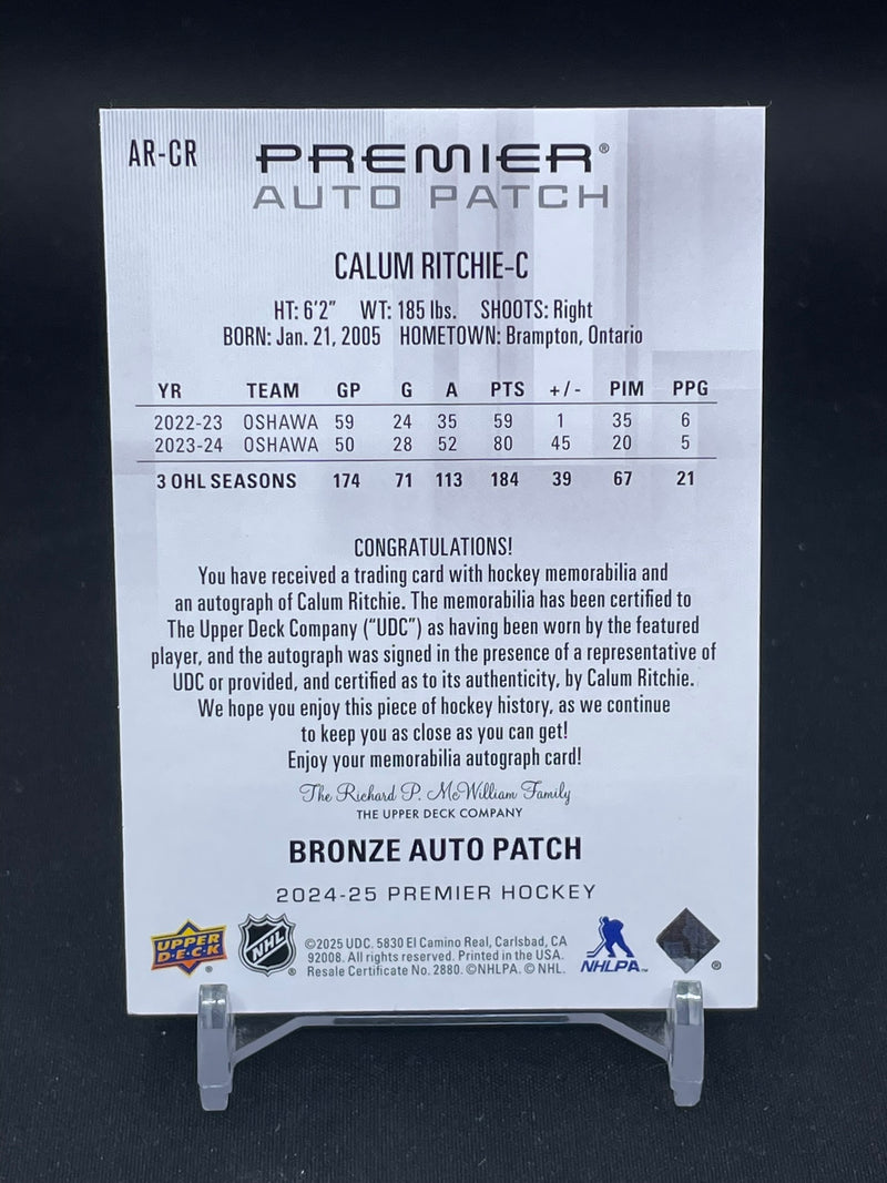 2024 UPPER DECK PREMIER - BRONZE - ROOKIE AUTO PATCH - C. RITCHIE - #AR-CR - #'D/249 - RELIC - AUTOGRAPH - RC