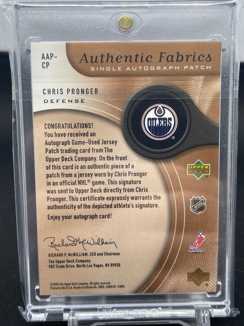 2006 UPPER DECK SP AUTHENTIC - AUTHENTIC FABRICS - C. PRONGER - #AAP-CP - #'D/50 - RELIC - AUTOGRAPH