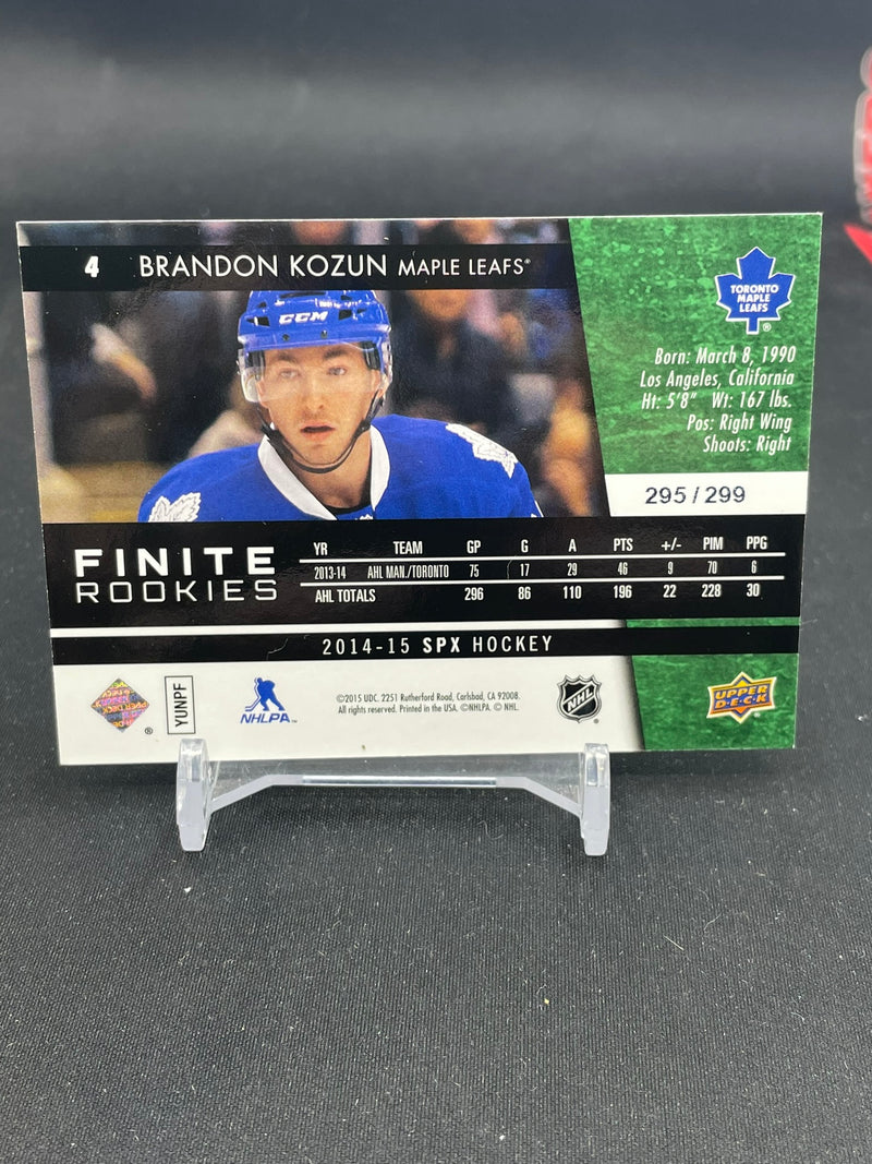 2014 UPPER DECK SPX - FINITE ROOKIES - B. KOZUN - #4 - #'D/299 - RC