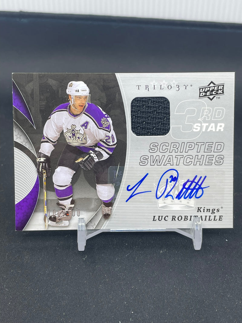 2008 UPPER DECK TRILOGY - 3RD STAR SCRIPTED SWATCHES - L. ROBITAILLE - #3RD-LR - #'D/100 - RELIC - AUTOGRAPH
