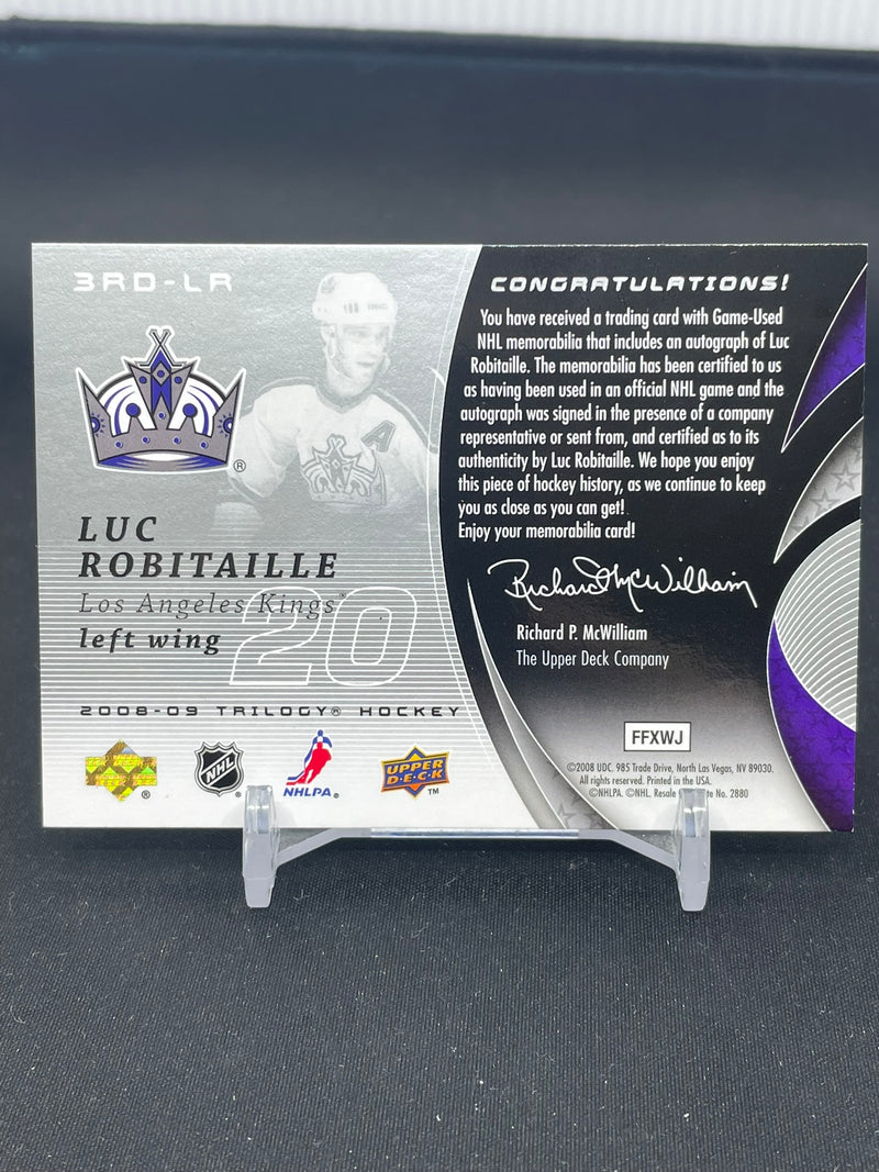 2008 UPPER DECK TRILOGY - 3RD STAR SCRIPTED SWATCHES - L. ROBITAILLE - #3RD-LR - #'D/100 - RELIC - AUTOGRAPH